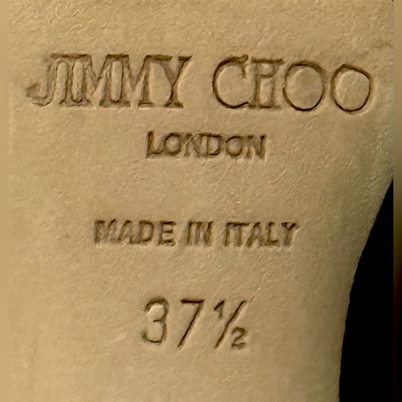 Jimmy Choo Black Browns Animal Print Heels Peep Toe Pumps Shoes 37.5 US 7 Fall - Picture 12 of 13